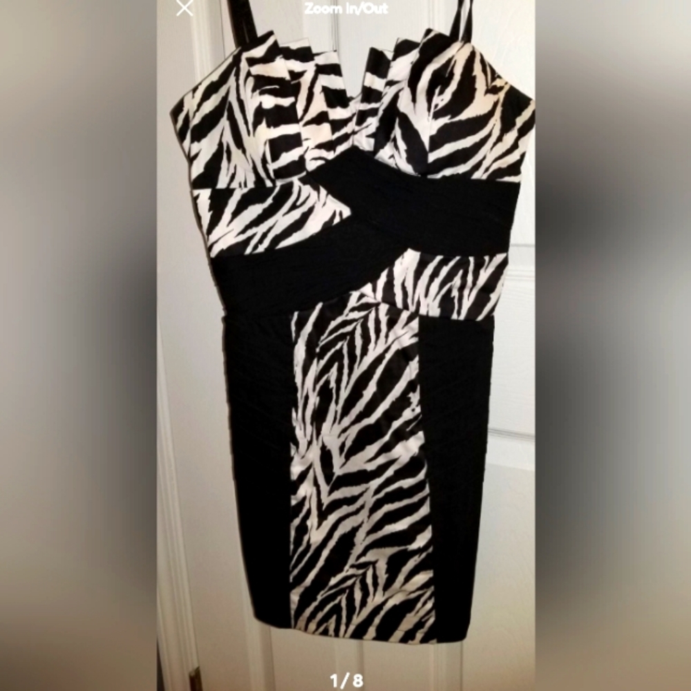 Black and white spandex/ polyester dress